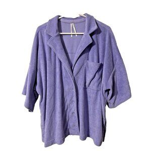 Anthropologie Oversized Button Down Terry Cloth Lilac Purple Size XL